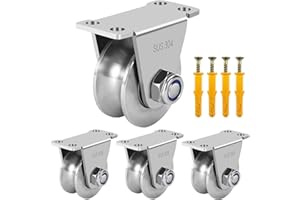 FINESUN Pulley Wheel Pulley System Heavy Duty Caster Wheels Sliding Gate Rollers Stainless Steel Cable Pulley Rope Pulley for Lifting DIY Gym Equipment 2 Inch Set of 4 Pulley Block Loading 800lb