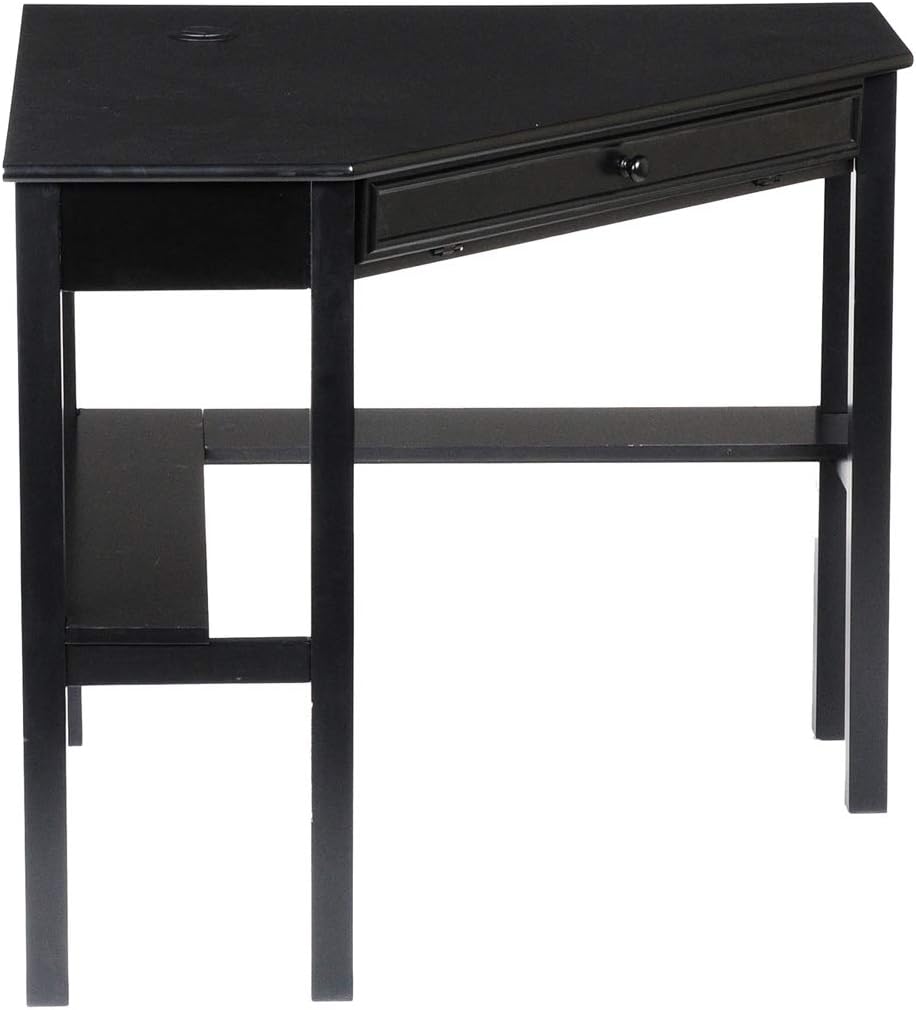 SEI Southern Enterprises Corner Computer Desk 48" Wide, Painted Black Finish
