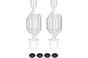 GUZE-US Airlocks for Fermenting, Brewing Supplies, Super Transparent Upgraded Version of 2 Fermentation Airlock, 2#6 Stoppers and 4 Airlock Grommets, Used for Brewing Wine, Beer, Sauerkraut, Pickles, Etc