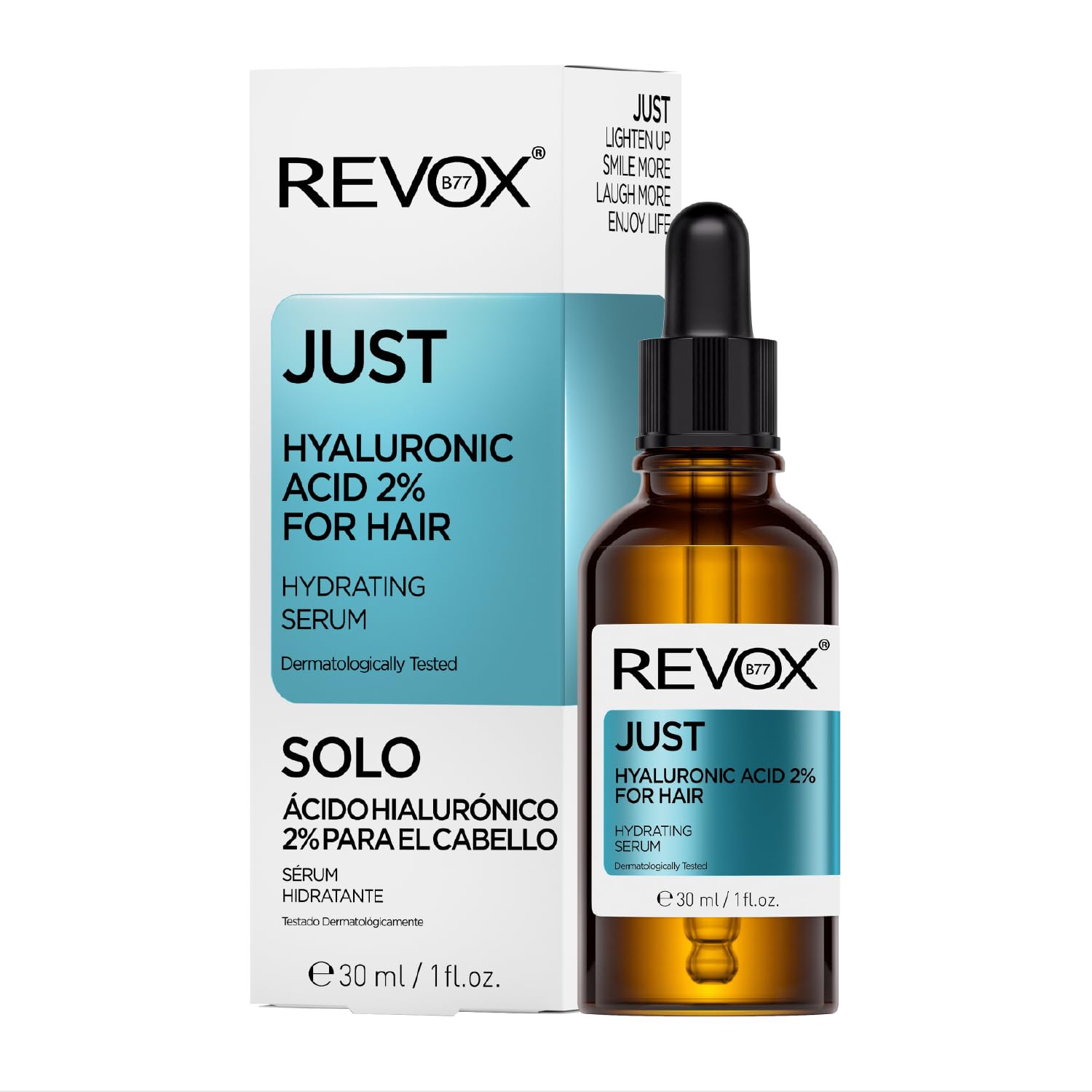 REVOX B77 - Just Hyaluronic Acid 2% for Hair, 30 ml, Moisturizing Hair Serum with Hyaluronic Acid, Hydrates, Soothes and Strengthens Irritated Scalp, Reduces Dryness, Healthy Hair Growth