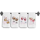 Elefeltclave Chinoiserie Mah jongg Cocktail Gifts Kitchen Towels, Mahjong Cocktail Lovers Players Gifts Dish Tea Towels for Kitchen, Wine Lover Gifts Hand Towel for Bar Cart Decor, 16x24 Inch Set of 4