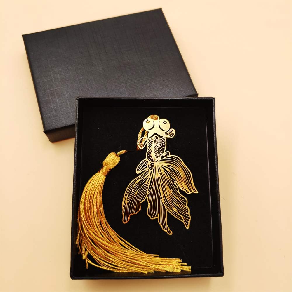 ZKZNsmart Unique Gifts/Handmade Natural Bookmarks/Teacher, Office Reading Artifact (2,Goldfish)