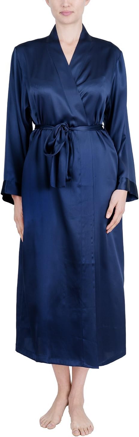 OSCAR ROSSA Women's Luxury Silk Sleepwear 100% Mulberry Silk Long Robe Kimono