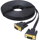 DTECH VGA to VGA Cable 50ft Long Thin Flat 15 Pin Computer Monitor Cord Male to Male SVGA Wire (50 Feet, Black)