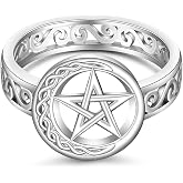 Talonior Pentagram Celtic Knot Rings for Women S925 Sterling Silver | Knot Moon Wiccan Witch Pagan Protection pentagram Jewelry Charm Halloween Gifts Christmas Size 6/7/8/9/10/11