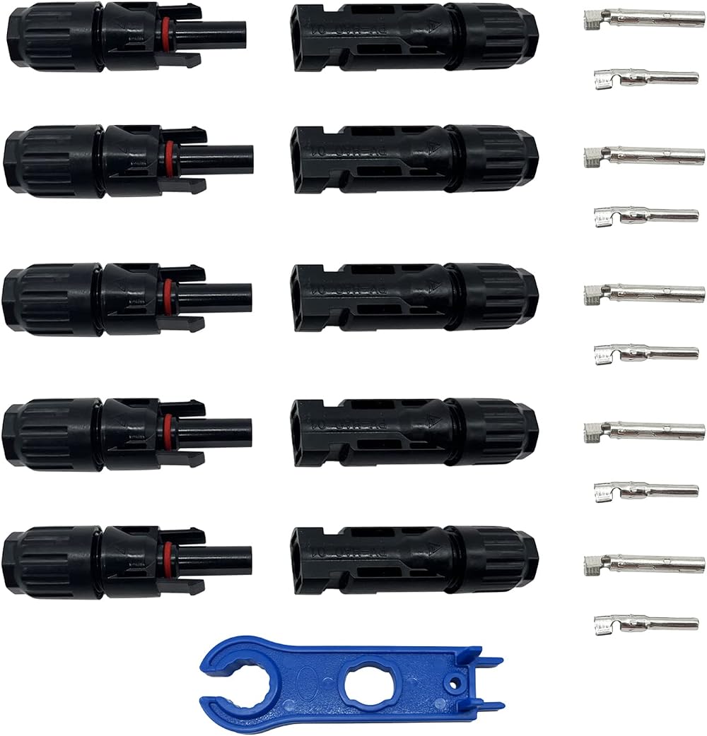 Kibon Solar Panel Connector 5 Pairs Female Male 30A 1000V IP67 Waterproof