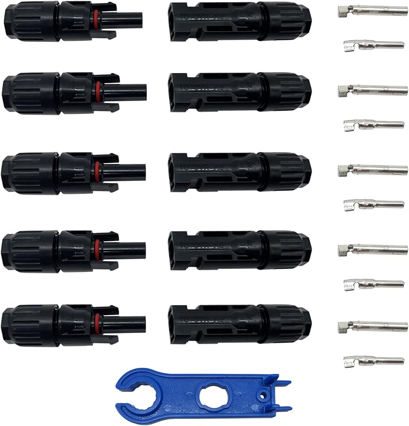 Kibon Solar Panel Connector 5 Pairs Female Male 30A 1000V IP67 Waterproof