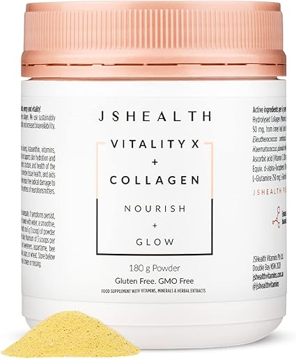 Amazon Com Jshealth Vitamins Vitality X Collagen Beauty Powder Supplement With Aloe Vera Silica And Vitamins C E To Nourish Hair Skin And Nails 180g Health Personal Care