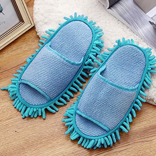 Slipper Women Men Bedroom Floor Cleaning Mop Shoes Cover Sock House Novelty Washable Funny Dust Cleaner(Blue)