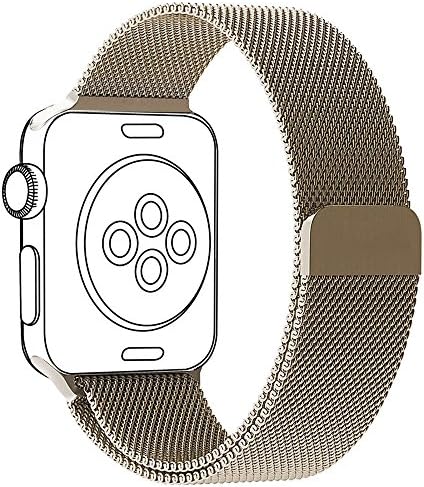 OULUOQI Apple Watch Band 42mm Magnetic Milanese Loop Gold for Apple Watch Series 2 &amp; Series 1 Sport &amp; Edition