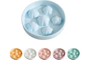 PTOBER Ceramic Cat Slow Feeder Bowl - Anti Vomiting, Pastel Tones, Fun Maze Cat Dish - Dishwasher Safe, 6 OZ, Pale Blue