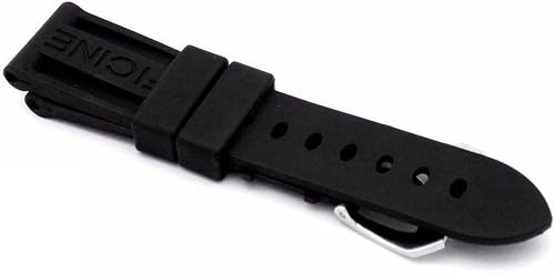 24MM Correa DE Goma Negra con Acero Inoxidable Corchete para OFFICINE PANERAI