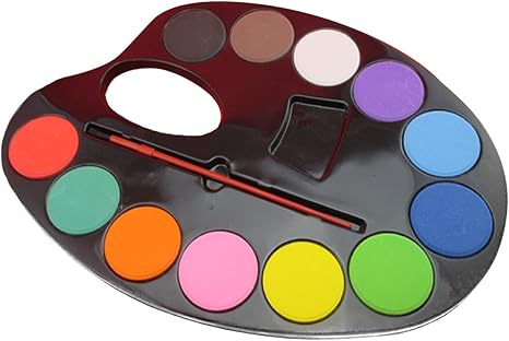 Juego De Pinturas De 12 Colores Para Artistas Con Paleta Y Pincel Ideal Para Pintura Dibujo Arte Acrilico Acuarela Adecuado Para Ninos No Toxico Regalo Ideal Amazon Es Bebe