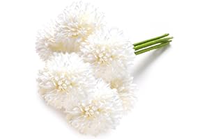 Artificial Chrysanthemum Flowers, 6pcs Artificial Fake Flowers White Silk Faux Flower Bouquet Arrangements for Table Decor In