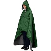 KawaGebo Kamp Large Outdoor Waterproof Blanket Extra Thick Fleece Stadium Blanket for Camping, Car, Pet, Picnics - Windproof, Wearable, Machine Washable 80" x 58" (Green,Hooded)