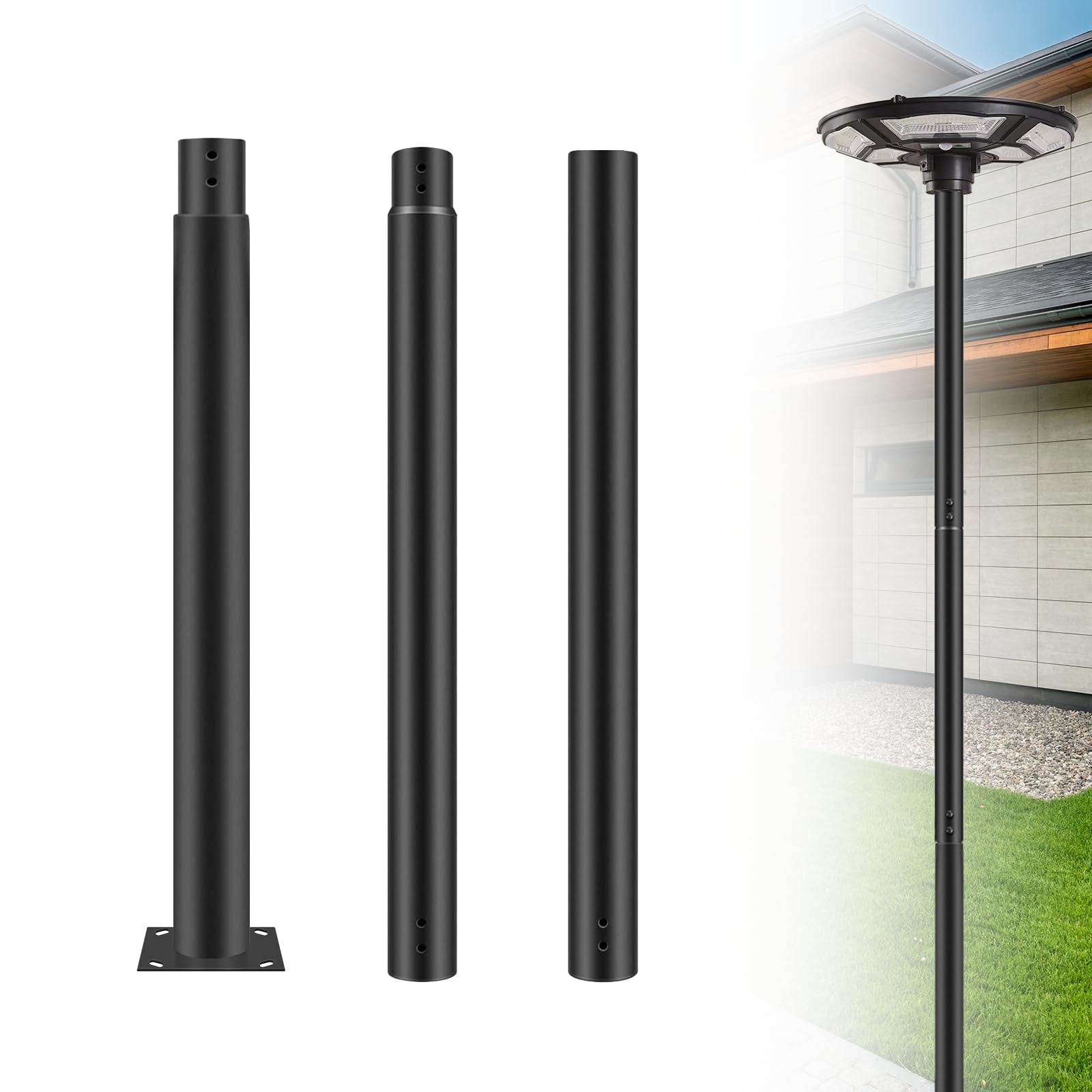 Photo 1 of 10' Outdoor Street Light Pole, Galvanized Steel, Waterproof, Street Light Accessory, Suitable for Solar Post Lamp on Garden, Patio, Yard, Pathway, Parking Lot