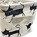 Mziart Small Foldable Canvas Storage Basket with Handles, Cotton Linen Storage Bin Organizer for Nursery Kids Shelves & Desks (Blue Cat)