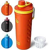 BOTTLE BOTTLE Shaker Bottle 26 oz Insulated Water Bottle for Men and Women Protein Shaker Bottles for Gym Pre Workout Metal Water Cup orangered