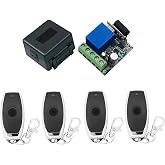 QIACHIP DC 5V 6V 9V 12V 24V 60V Wireless Remote Switch 433Mhz 1 Channel Relay Receiver Momentary Toggle with 4 Transmitter for Gate Door,LED,Car