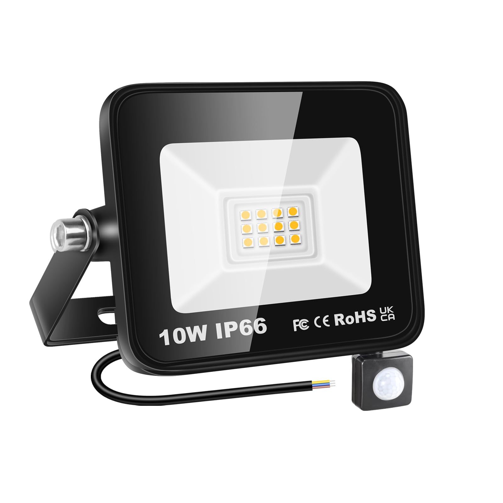 RIGIDON 10W Motion Sensor Light Outdoor 1000LM Super Bright LED Flood Outdoor Lights 4000K Daylight Warm White IP66 Waterproof Security Lights for Garden, Garage, Yard (Warm White, 10W)
