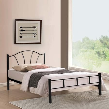 FurnitureKraft Antwerp Metal Single Bed,Black