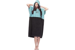 Vulken Extra Large Teal Blue Thick Hooded Beach Towel Changing Robe. Surf Poncho Women for Easy Change in Public. Quick Dry Microfiber Toweling for The Beach, Pool, Lake, Water Park. S/M