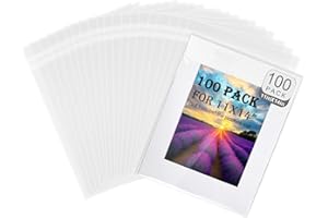 100 Pack Acid-Free Crystal Clear Sleeves Storage Bags for 11x14 Art Prints/Framing Mat Mattes/Photos/Pictures,11 1/4” X 14 3/