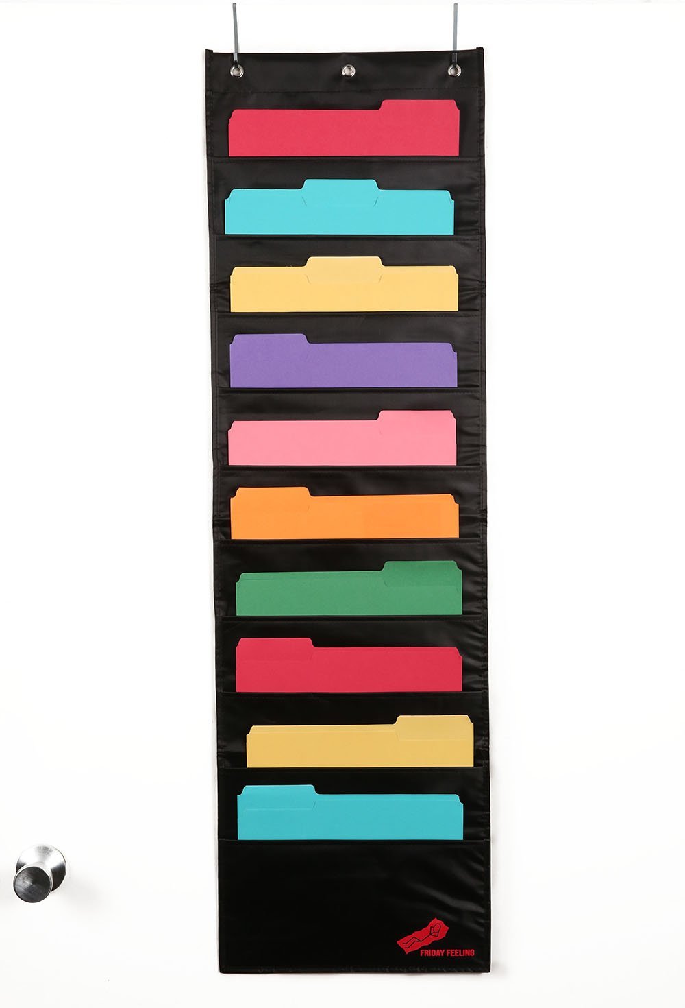 Hanging File Folder Organizer + 2 Hangers; Wall or Over