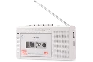 FIOLEES Portable Cassette Tape Player to Digital Converter via USB or SD Card, AM FM Walkman Cassette Tape Recorder Power by DC or AA Battery,Built-in Microphone, Speaker and Headphone Jack