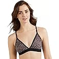Maidenform Womens Triangle Bralette Lace Front Closure Wireless All-Over Bra, Zippy Animal, XX-Large