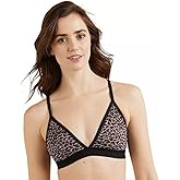Maidenform Womens Triangle Bralette Lace Front Closure Wireless All-Over Bra, Zippy Animal, XX-Large