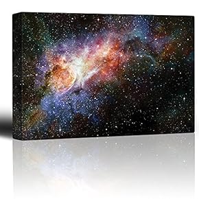 Colorful and Vibrant Starry Galaxy - Canvas Art Home Art - 12x18 inches