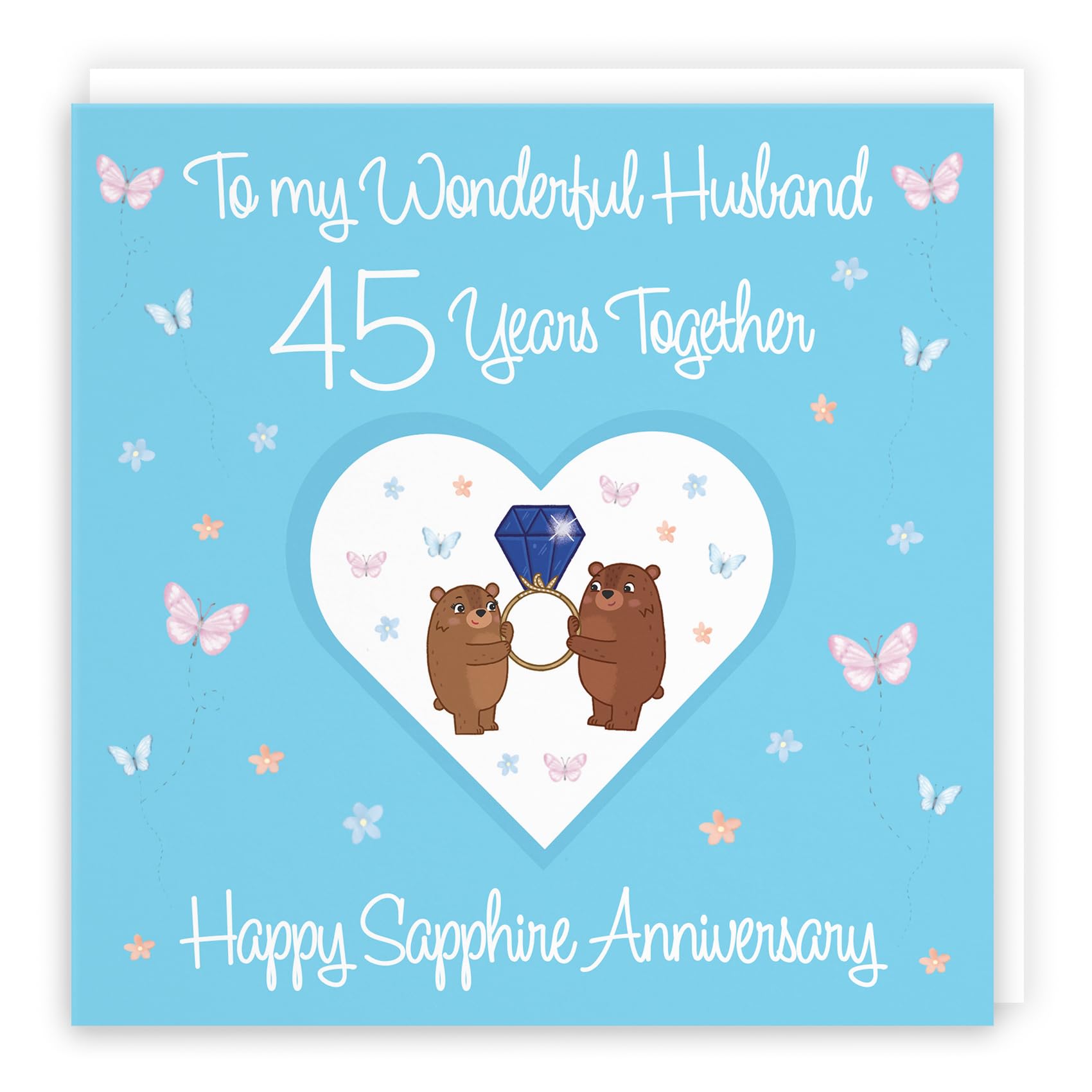 Hunts England - Husband 45th Anniversary Card - 45 Years - Sapphire Anniversary - Romantic Meadows - Fun Card - 45th Anniversary Card For Husband — image 1