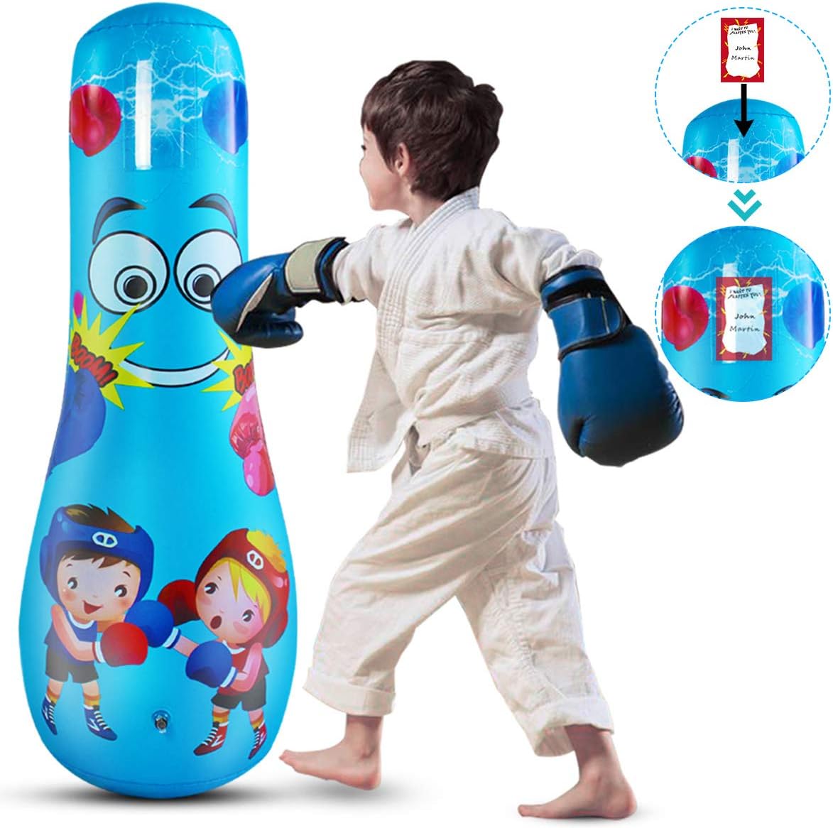 Camidy Kids Inflatable Punching Bag Free Standing Boxing Punching Bag for Indoor Exercise Stress Relief