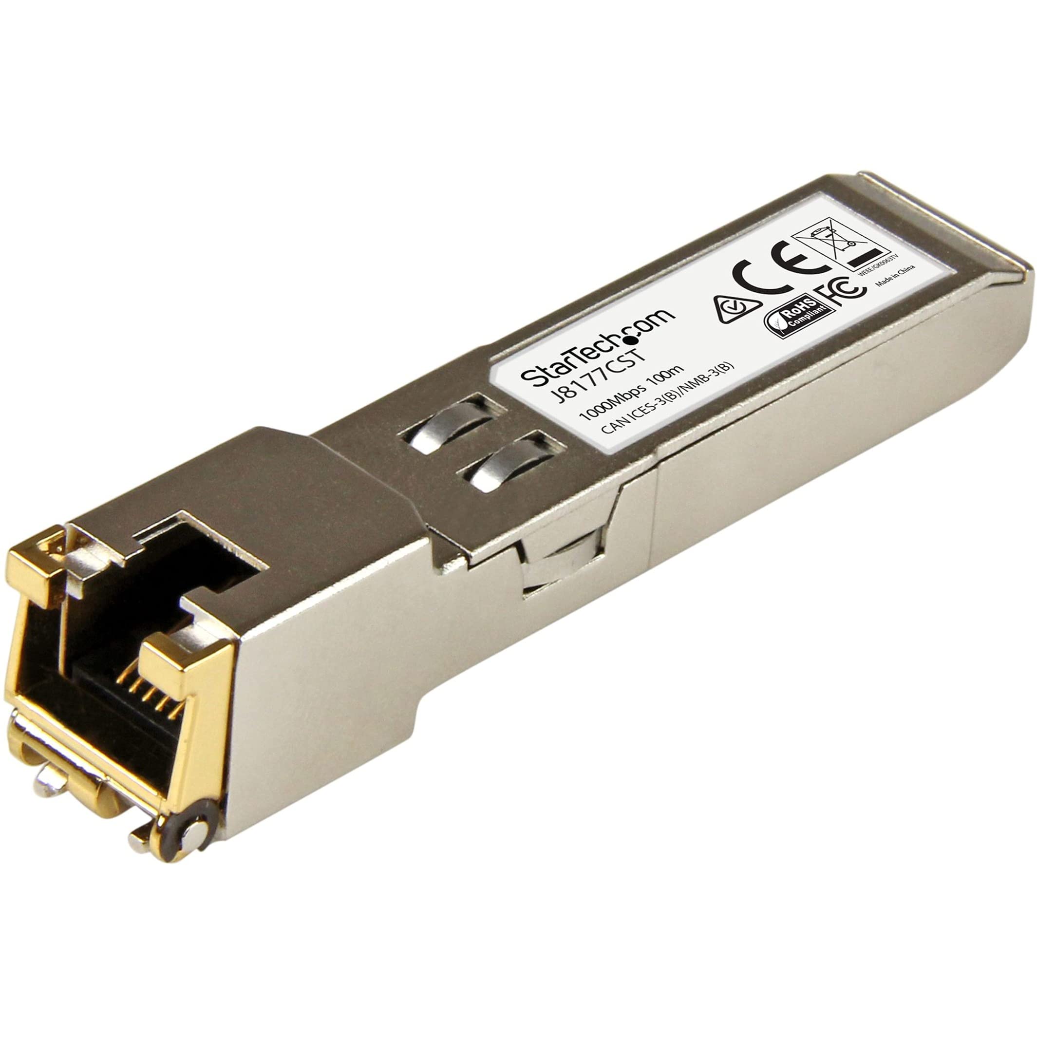 StarTech.com HPE J8177C Compatible SFP Module - 1000BASE-T - SFP to RJ45 Cat6/Cat5e - 1GE Gigabit Ethernet SFP - RJ-45 100m - HPE 1810, 1820, 2530 (J8177CST)