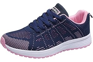 AMDBEL Slip On Sneakers Women, Women's Walking Shoes Lightweight Breathable Flying Woven Mesh Upper Casual Ladies Jogging Shoes