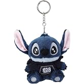 MINISO Disney Lilo and Stitch Plush Keychain Bag Pendant Clothes Collection, Cute Stuffy Bag Charm Pendant for Backpack