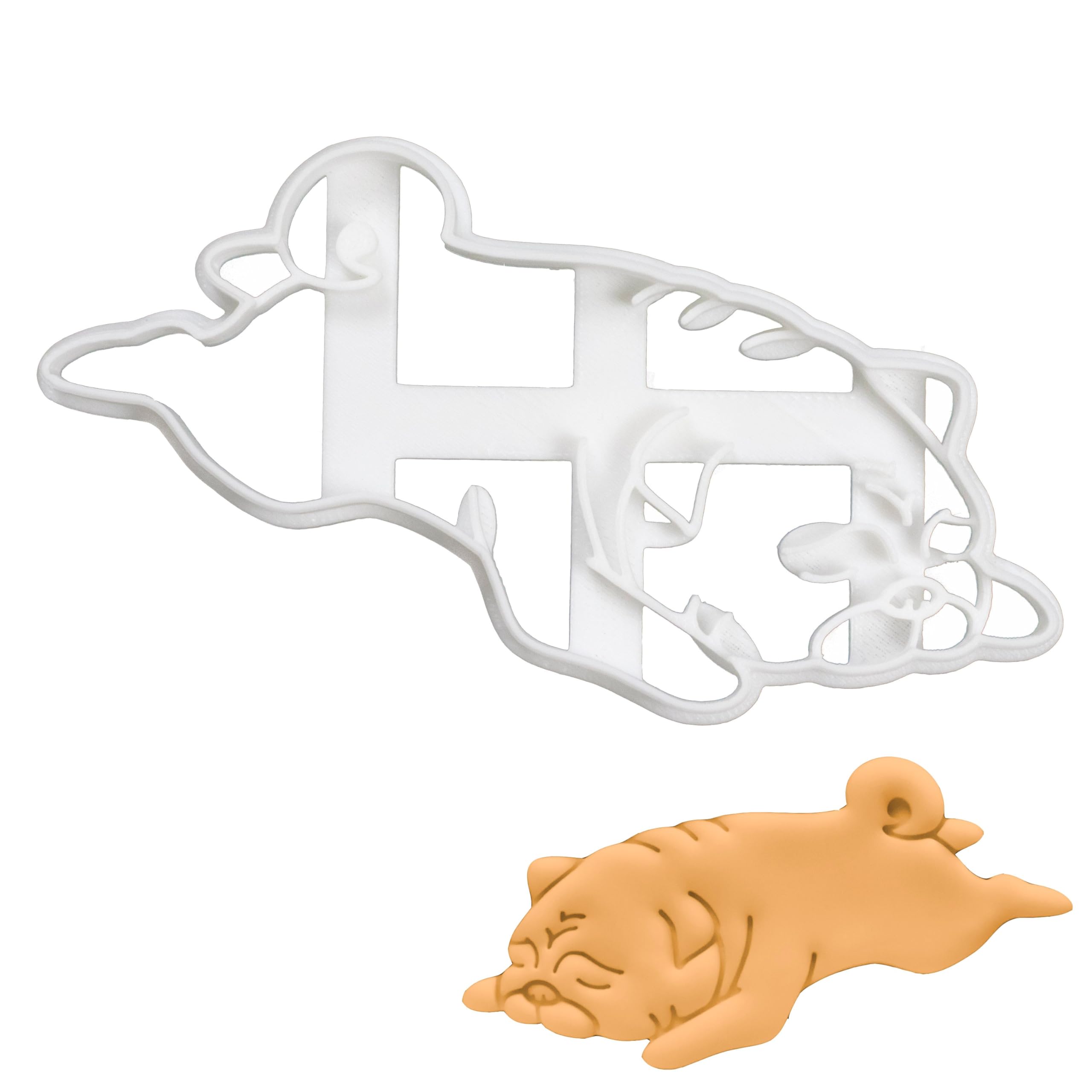 BAKERLOGY Sleepy Pug Cookie Cutter - Detailed Biscuit Cutter Design for Baking and Crafts, Ideal on Fondant, Dough, Clay