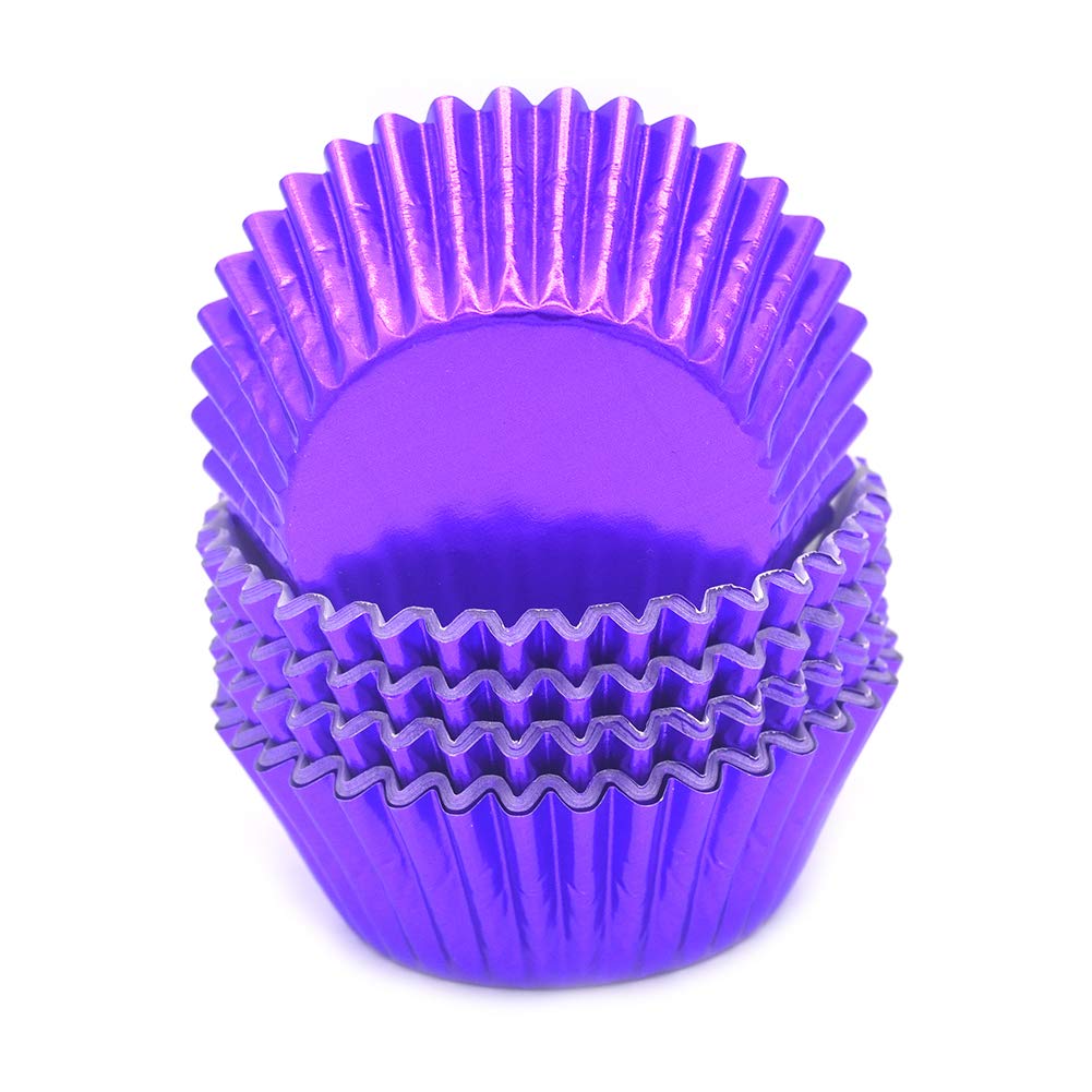Mombake Standard Purple Foil Cupcake Cases Liners Muffin Baking Cups for Party and More, 100-Count