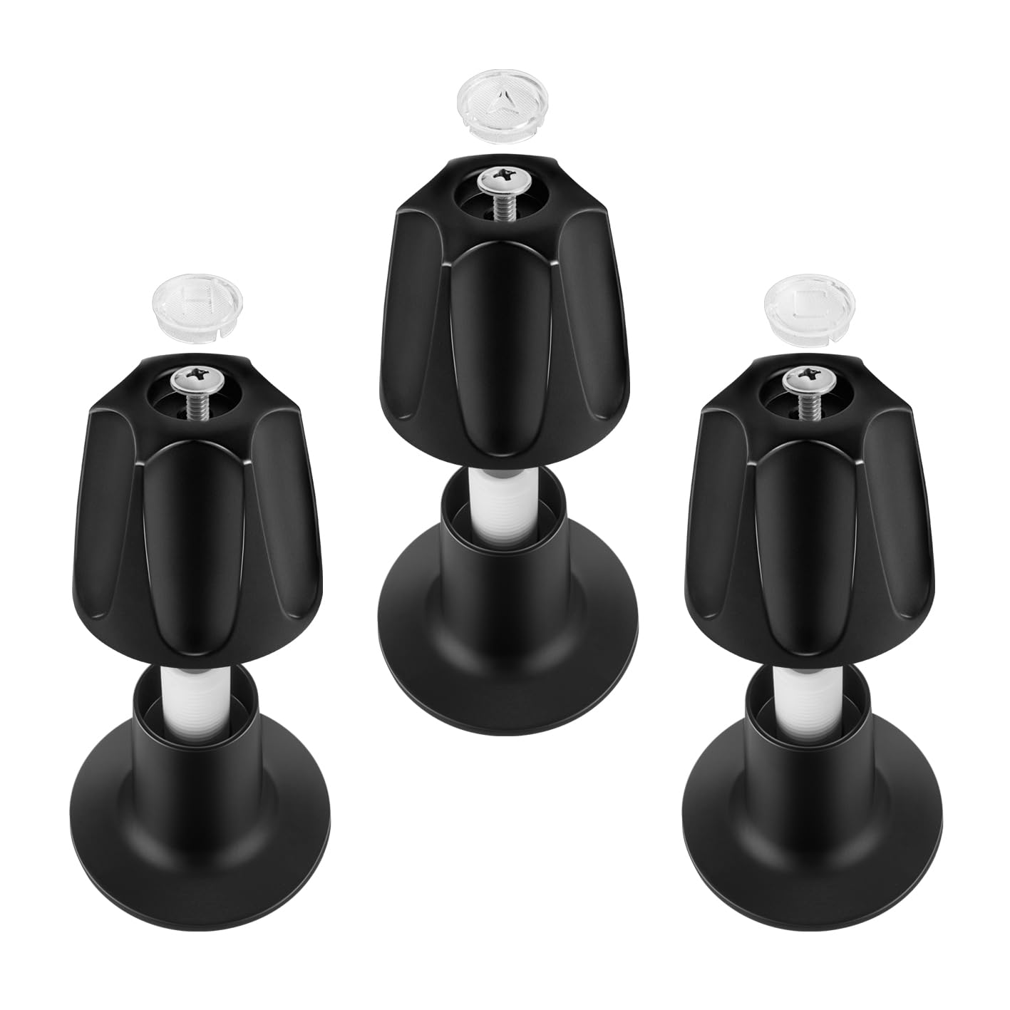 Photo 1 of RAWILL Shower knobs 3 Piece Replacement Trim Kit for Pfister Verve - Matte Black Faucet Handles Set with Hot, Cold, Diverter Knobs & Flange Base