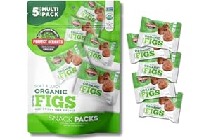Perfect Delights Organic Snack Pack Figs, Sun-Dried Turkish Figs, On-the-Go Vegan, Healthy Snack, Easy-to-Carry Dried Figs, Perfect for Kids & Adults 5 Pack (1.76 oz each)