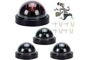 LinamHoz 4 PCS Dummy Camera, Decoy Security Cameras with Flashing Red Light, Dummy Fake Security Camera for Home and Business
