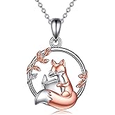 YFN Fox Necklace for Women Sterling Silver Fox Pendant Jewelry Gifts for Women