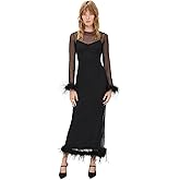 Never Fully Dressed Women's Mesh Feather Trim Dress