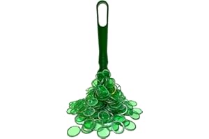 MR CHIPS Made in USA Upgraded Bingo Magnetic Wand & 200 Pieces ¾ Inch Green Plastic Chips with Metal Rings - Support American Jobs