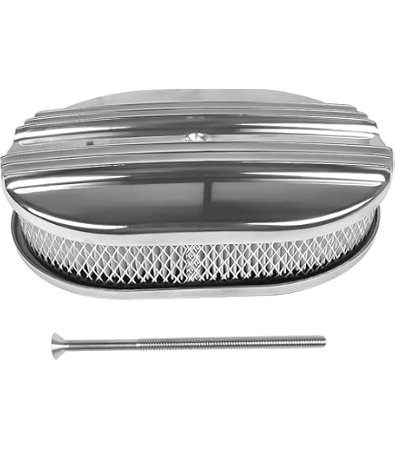 GESEXI 12’’ Air Cleaner For Carburetor, Oval Polished Aluminum Fully Finned Air