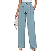 KORSIS Women's Wide Leg Lounge Pants Lightweight High Waisted Loose Work Elastic Casual Outfits Trousers with Pockets (S-2XL)
