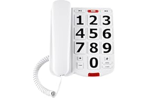 SACUMEA Large Button Phones for Seniors, Land Line Phones for Elderly - Big Button Home Telephone for the Visually Impaired, 110dB+ Amplified Ringer & 90dB+ Handset Volume for the Hearing Impaired House Phone