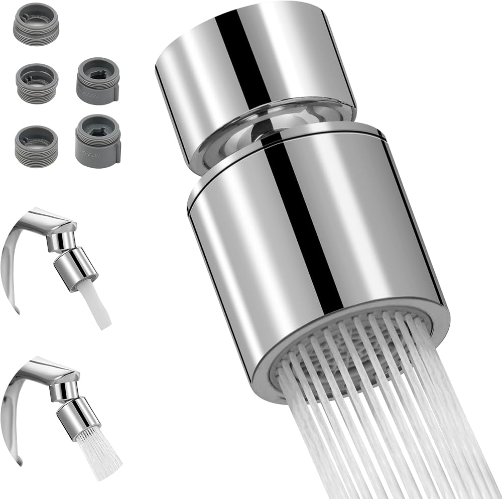 Hibbent Kitchen Sink Faucet Aerator 360° Swivel 22mm Chrome, 2 Modes