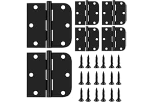 Matte Black Door Hinges,12 Pack Exterior Hinges Doors,3x3 Inch Black Interior Doors Hinge with Square & Round Corners Durable